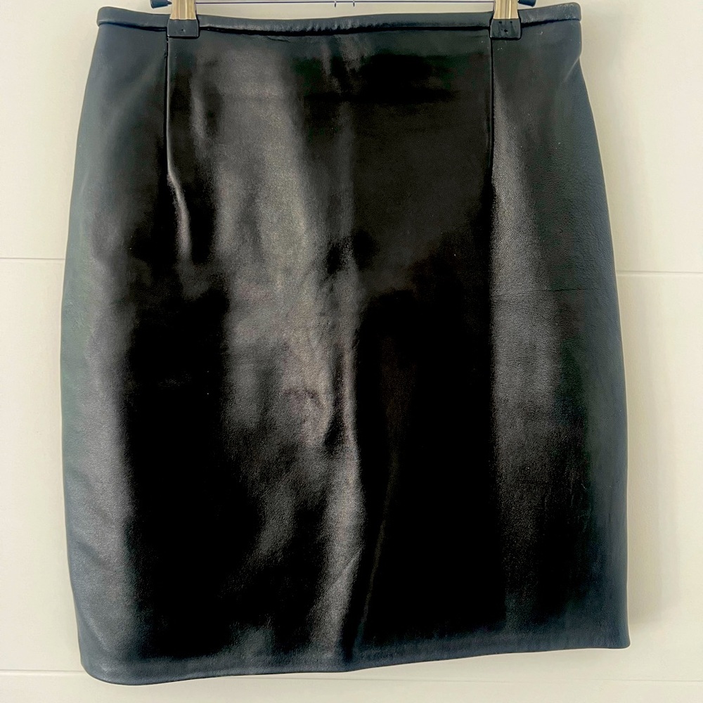 Hugo Buscati Milano Black Leather Mini Skirt